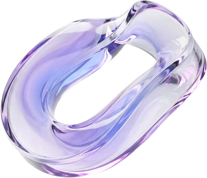 Lazo de vidrio óptico violeta, renderizado en 3D